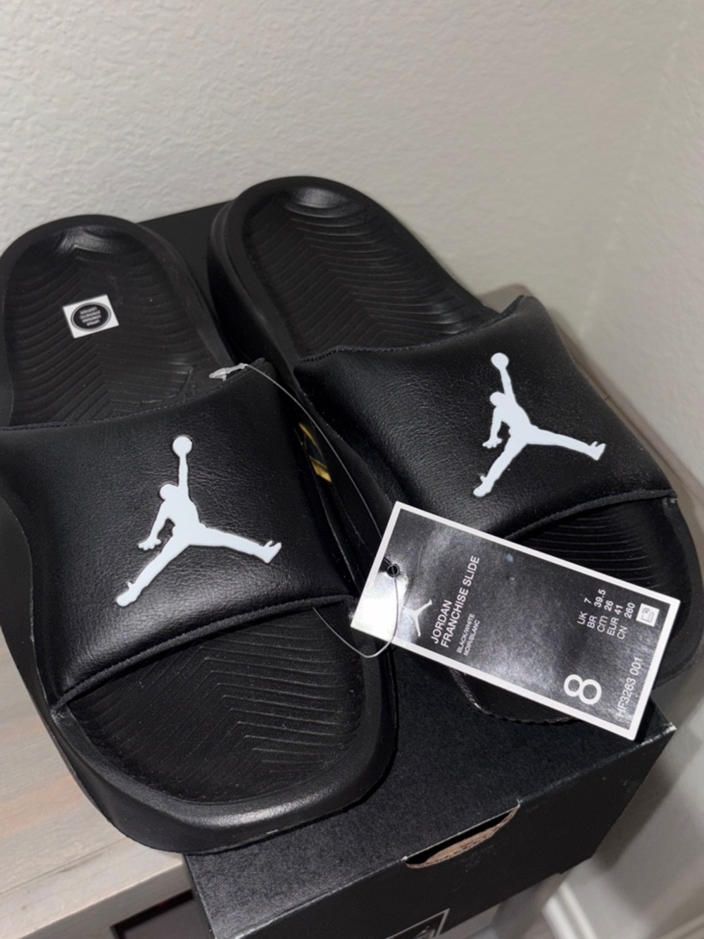 Jordan Black Slide Sandals with White Jumpman Logo
